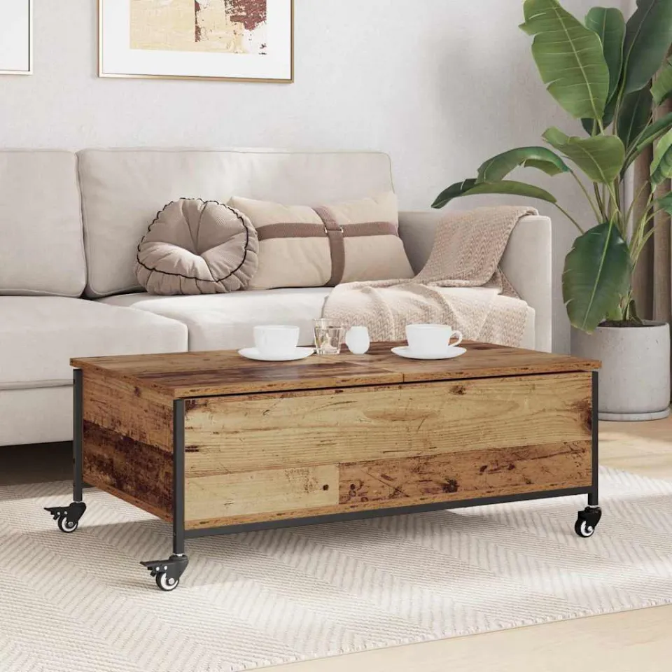 vidaXL Salontafel Oud Hout 91 x 55 x 32 cm Bewerkt hout bruin, foto 4