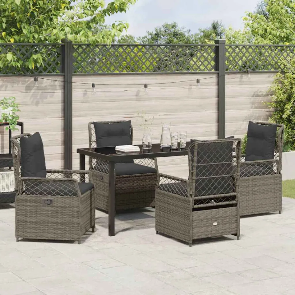 vidaXL Tuin eettafelset 5 st Grijs poly rattan, foto 3