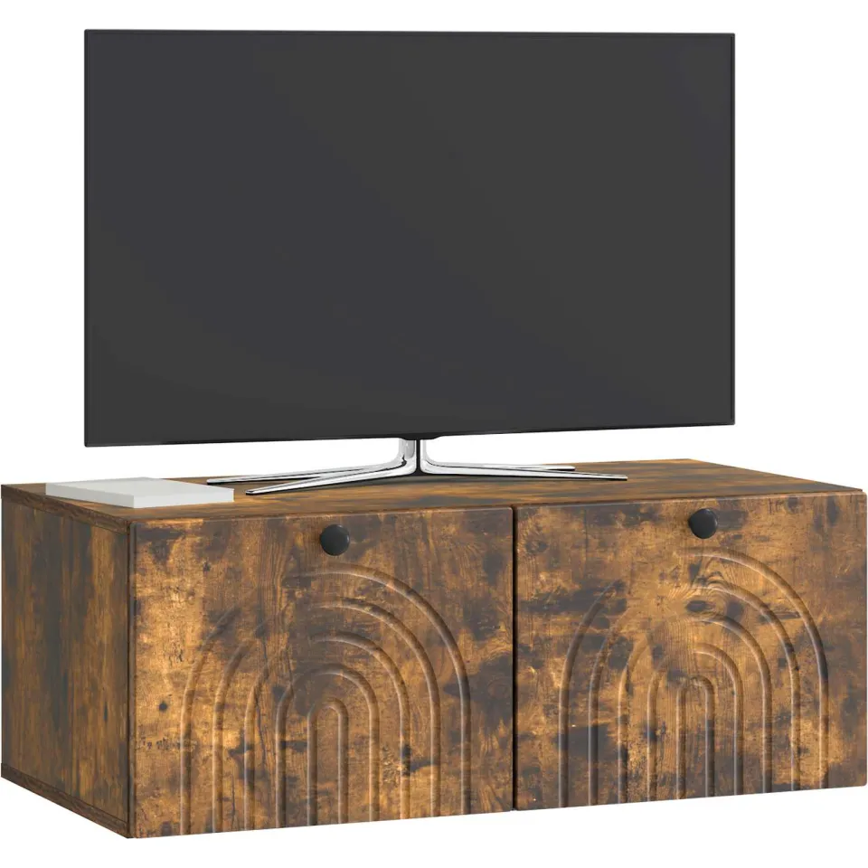 vidaXL Wandbeugel TV-kast Gerookt eiken 78,5 x 41 x 30 cm Bewerkt hout Bruin