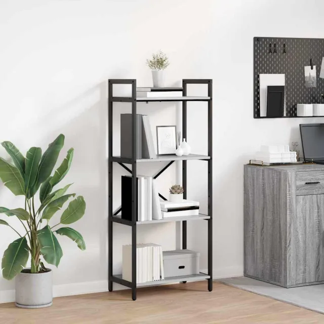 vidaXL Boekenkast 4-laags 56 x 34 x 133,5 cm Bewerkt hout Grijs Sonoma, foto 2