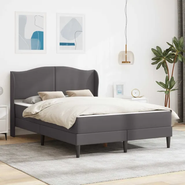 vidaXL Bedframe met matras Grijs 140 x 200 cm Kunstleer