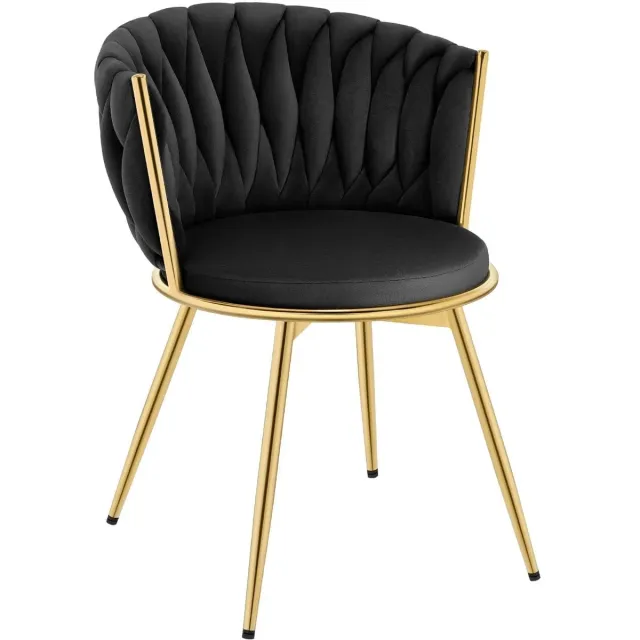 Klarven Eetkamerstoel Fluweel Zwart - Eetkamerstoelen - Eetkamerstoelen Set van 2 - Eetkamerstoelen Draaibaar - Dining Chair - 360 Graden Draaibaar - Zacht Gestoffeerd - Belastbaar tot 150 kg - B59,5xd60,5xh78cm