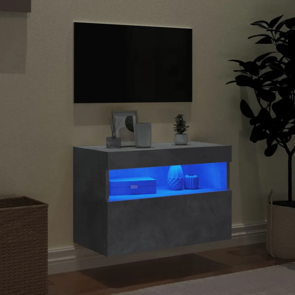 vidaXL Tv-wandmeubel met LED-verlichting 60x30x40 cm betongrijs grijs, foto 3