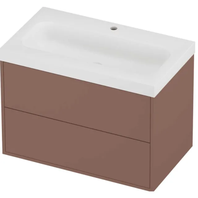 Proline Haga Badmeubelset Polystone Mezza 1 Kraangat 80x46x58 cm Mat White Beauty Blush Rosé Goud