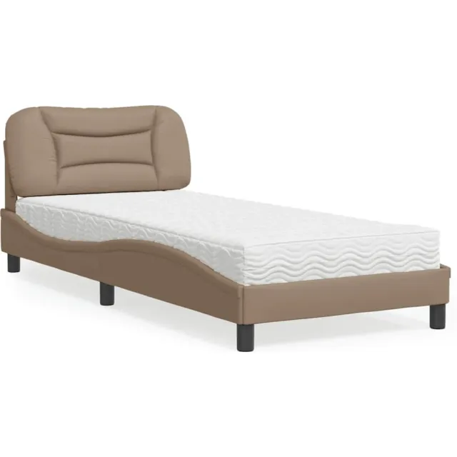 vidaXL Bed met matras "Hvar" kunstleer cappuccinokleurig 90x200 cm Bruin