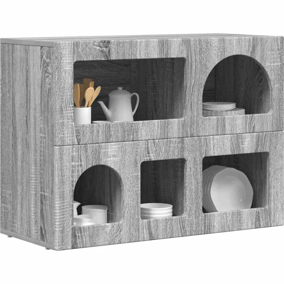 vidaXL Dressoir ELST Grijs Sonoma 80,5 x 35 x 59 cm Bewerkt hout