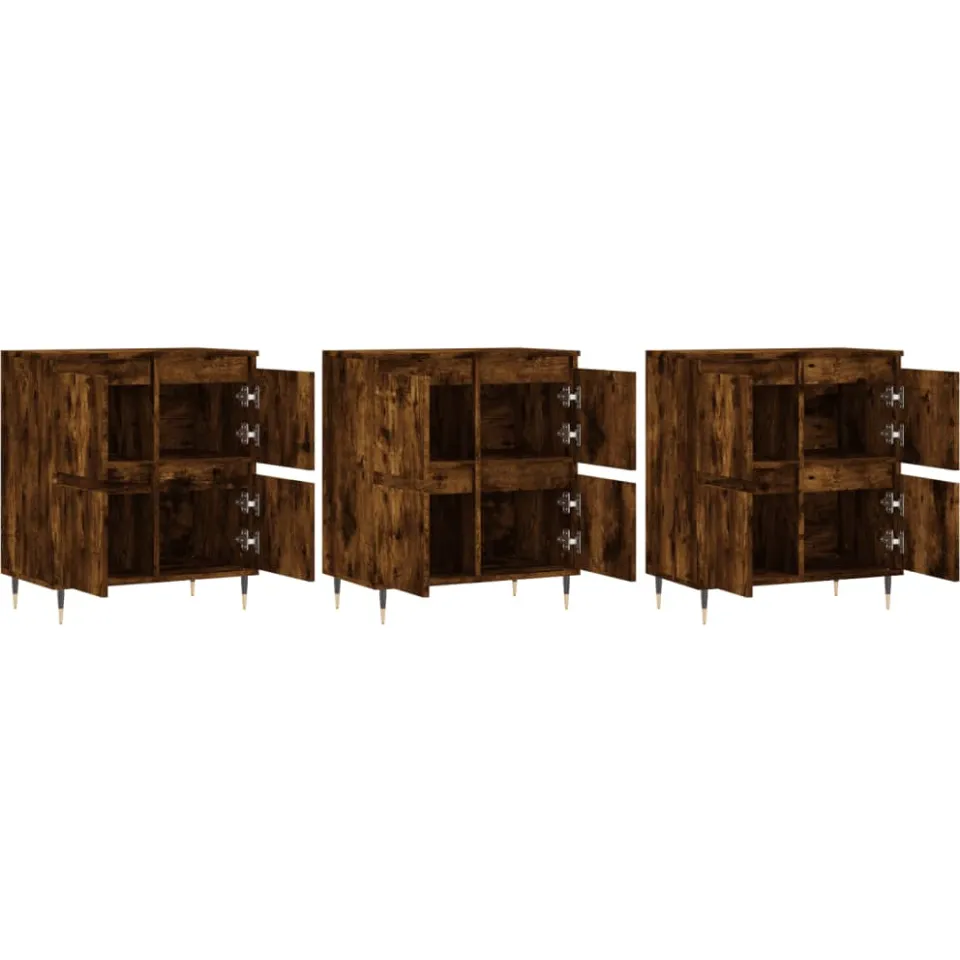 vidaXL Dressoirs 3 st bewerkt hout gerookt eikenkleurig Bruin
