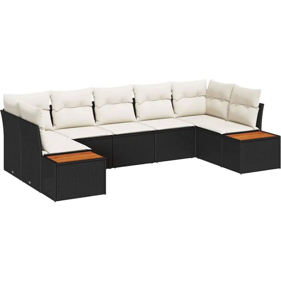 vidaXL Tuin Sofa Set 7 st Zwart poly rattan