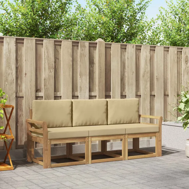 vidaXL Buiten bankenset 3 st White and Beige 194 x 63 x 73 cm Bruin