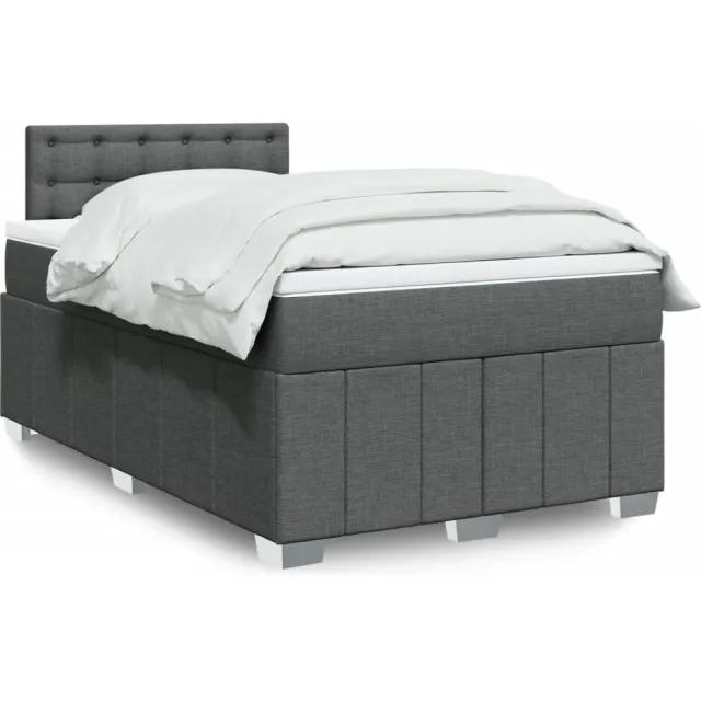 vidaXL Boxspring met matras stof donkergrijs 120x190 cm grijs