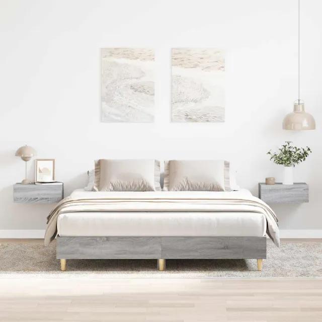 vidaXL Bedframe zonder matras 140x200 cm spaanplaat grijs Sonoma