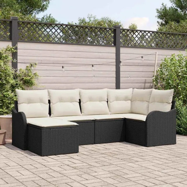 vidaXL Tuin Sofa Set 6 st Zwart en Wit poly rattan, foto 2