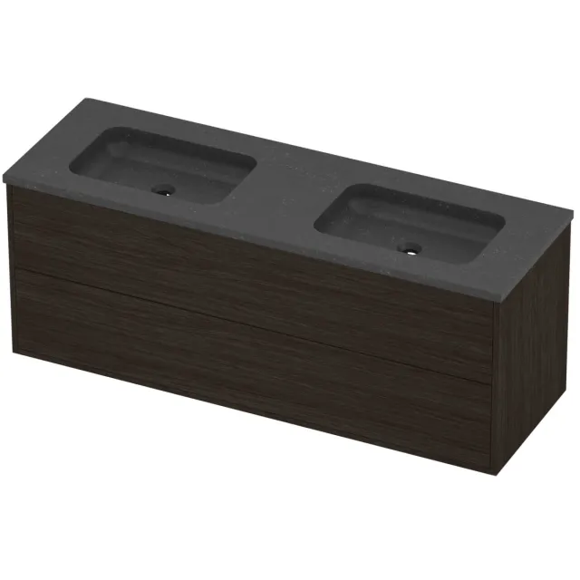 Proline Rollo Badmeubelset Hardsteen Elegant Dubbel 140x46x54 cm Blue Stone Mokka Oak Eiken