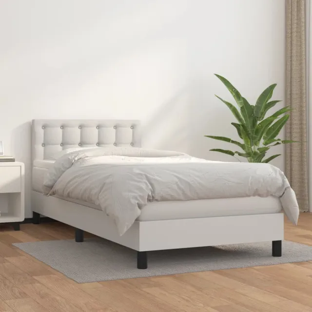 vidaXL Boxspring met matras kunstleer wit 90x200 cm