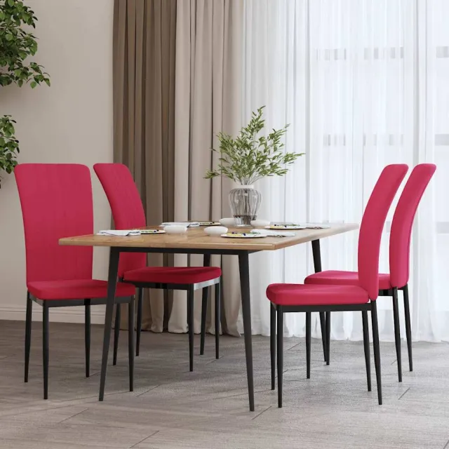 vidaXL Eetkamerstoelen 4 st fluweel wijnrood, foto 2