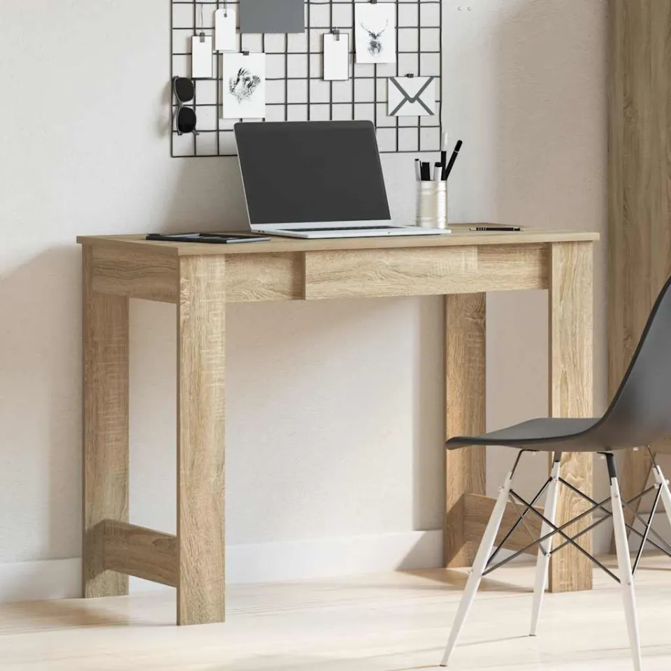 vidaXL Bureau 100x45x75 cm bewerkt hout sonoma eikenkleurig, foto 2