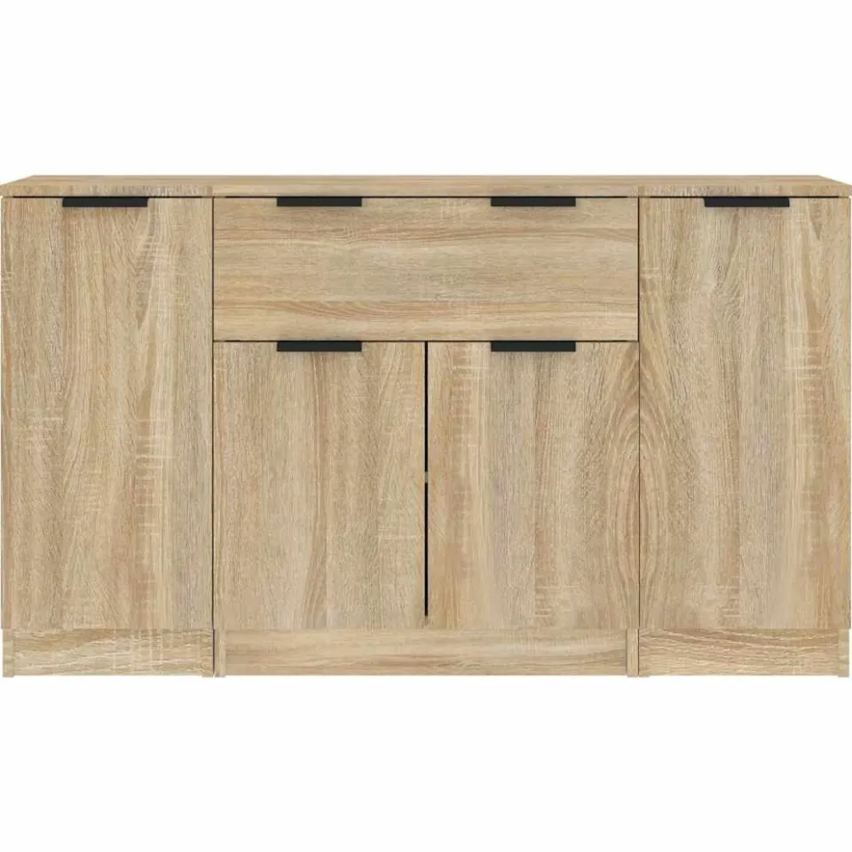 vidaXL Dressoirs 3 st bewerkt hout sonoma eiken, foto 4