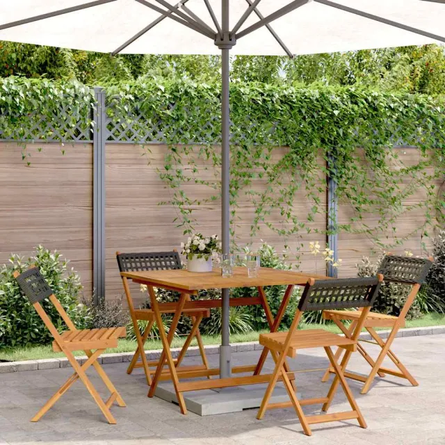 vidaXL 5-delige Tuinset poly rattan en massief hout zwart