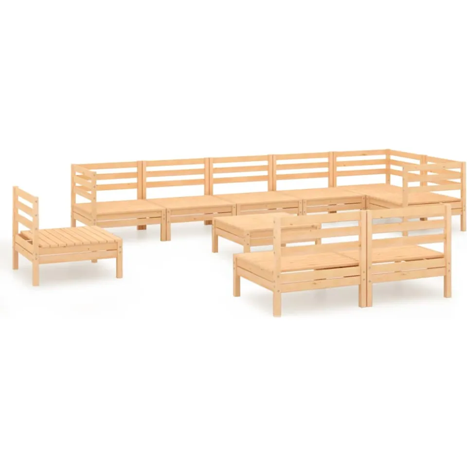 vidaXL 10-delige Loungeset massief grenenhout Bruin