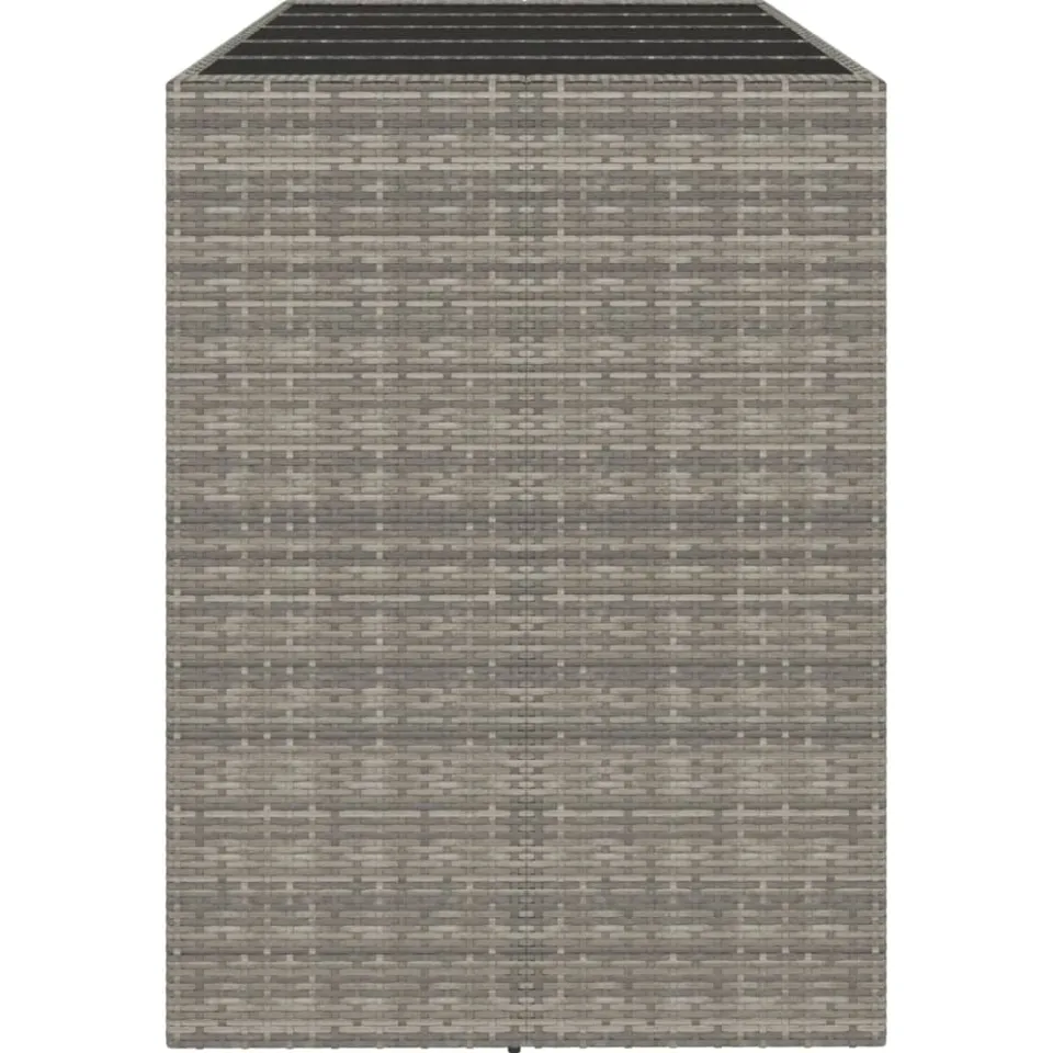 vidaXL Bartafel met glazen blad 185x80x110 cm poly rattan grijs, foto 4