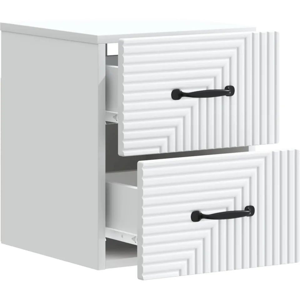vidaXL Wandbeugel Bedkast met lade Wit 34,5 x 33 x 40 cm Bewerkt hout, foto 4
