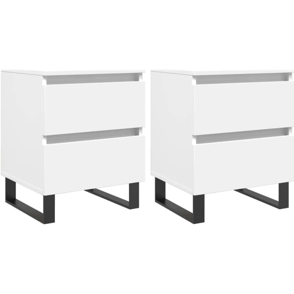 vidaXL Nachtkastjes 2 st 40x35x50 cm bewerkt hout wit, foto 3