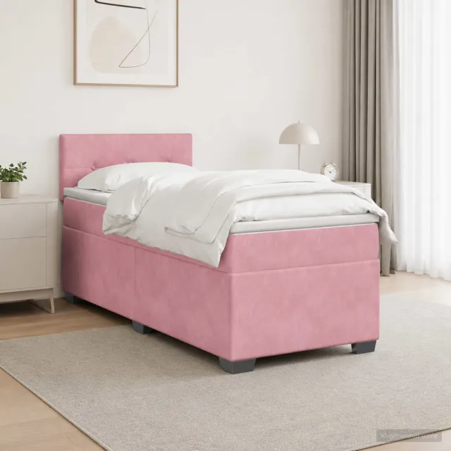 vidaXL Boxspringbed met matras Roze 100 x 200 cm Fluweel
