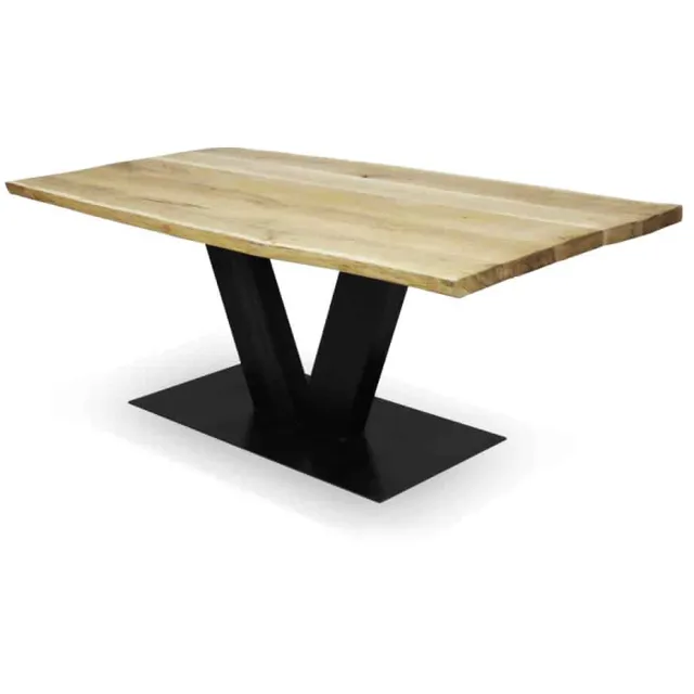 Eikenhouten boomstamtafel Roscoe met V poot