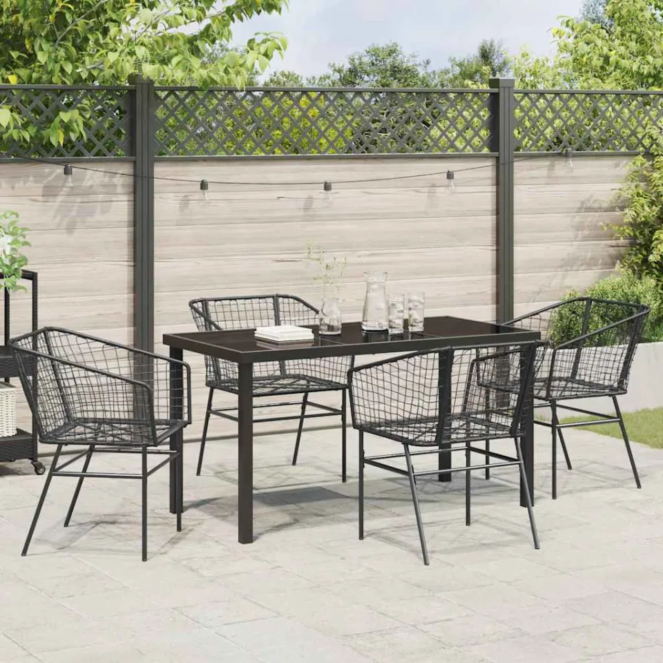 vidaXL Tuin eettafelset 5 st Zwart poly rattan, foto 3
