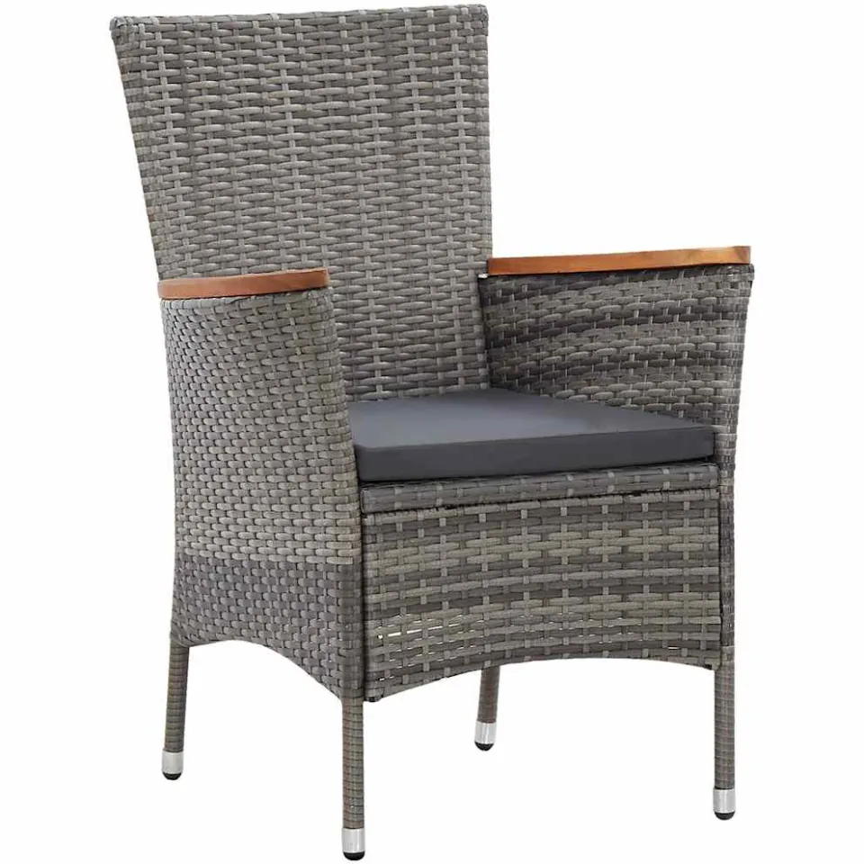 vidaXL 5-delige Tuinset met kussens poly rattan grijs