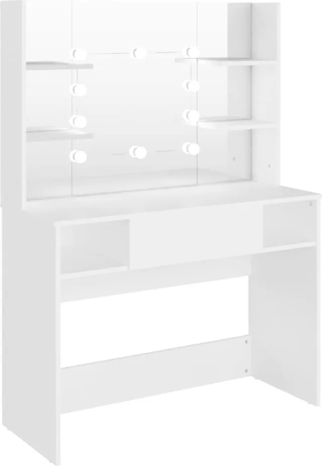 GranMaison Kaptafel met spiegel en verlichting - Make up tafel - Make up - Toilettafel - Met lades - Wit