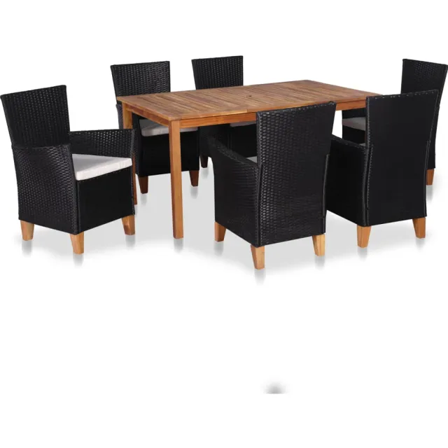 vidaXL 7-delige Tuinset poly rattan zwart en bruin Meerkleurig