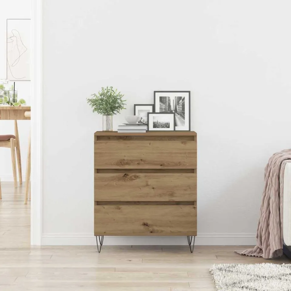 vidaXL Dressoir Artisan Eiken 60 x 35 x 70 cm Bewerkt hout, foto 3