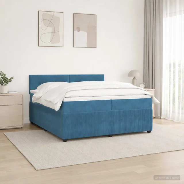 vidaXL Boxspringbed met matras Blauw 200 x 200 cm Fluweel