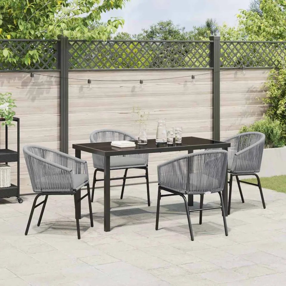 vidaXL Tuin eettafelset 5 st Antraciet Gepoedercoat staal, foto 4