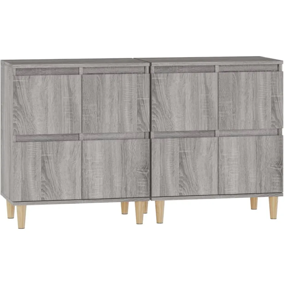 vidaXL Dressoirs 2 st 60x35x70 cm bewerkt hout grijs sonoma eikenkleur