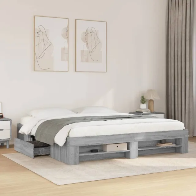 vidaXL Bedframe zonder matras 180x200 cm spaanplaat grijs Sonoma