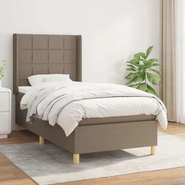 vidaXL Boxspring met matras stof taupe 80x200 cm
