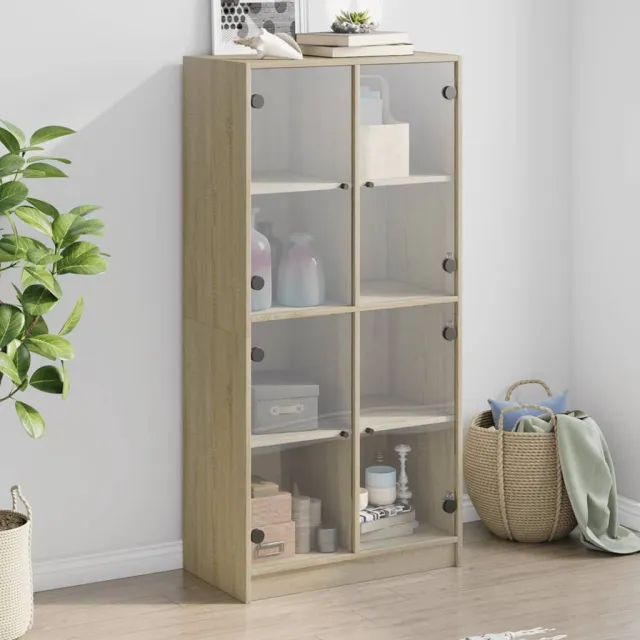 vidaXL Hoge kast met deuren 68x37x142 cm bewerkt hout sonoma eiken, foto 2