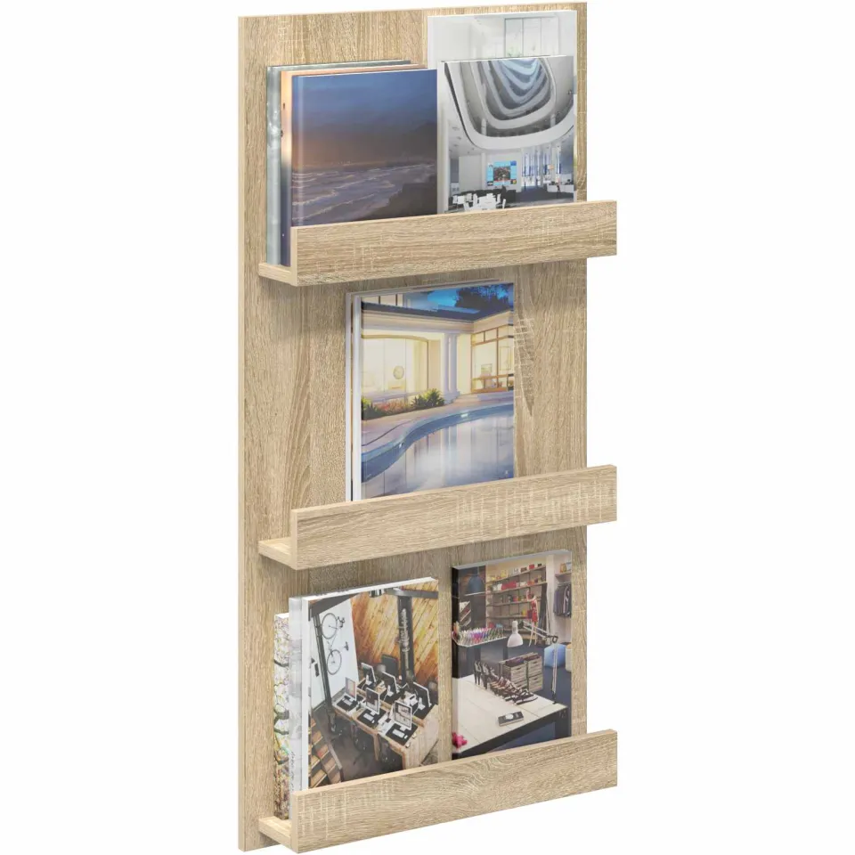 vidaXL Tijdschrift Rek Sonoma Eiken 51 x 11 x 102 cm Bewerkt hout Bruin