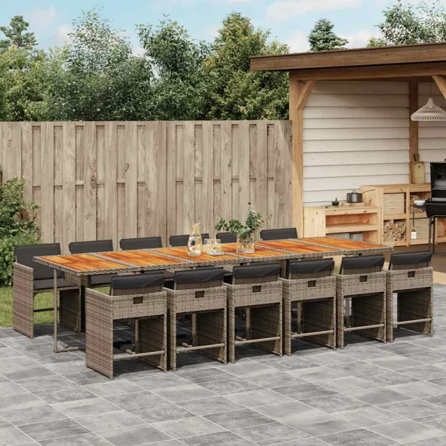 vidaXL 13-delige Tuinset met kussens poly rattan grijs, foto 2