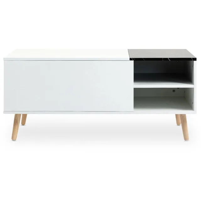 IDIMEX Salontafel MUSKA met hefblad – wit/zwart