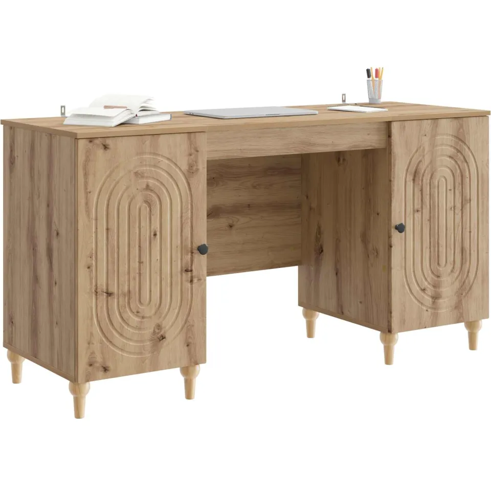 vidaXL Bureau Artisanaal eiken 142,5 x 50 x 75 cm Bewerkt hout Bruin