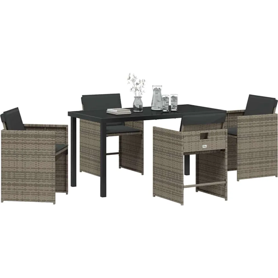 vidaXL Tuin eettafelset 5 st Grijs poly rattan