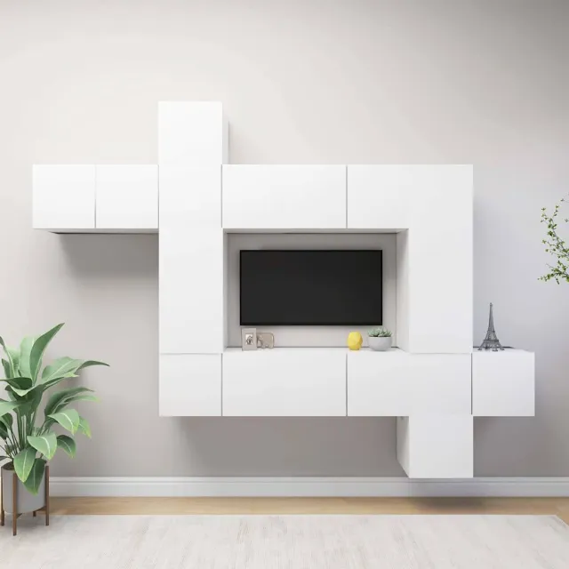 vidaXL 10-delige Tv-meubelset bewerkt hout wit, foto 2