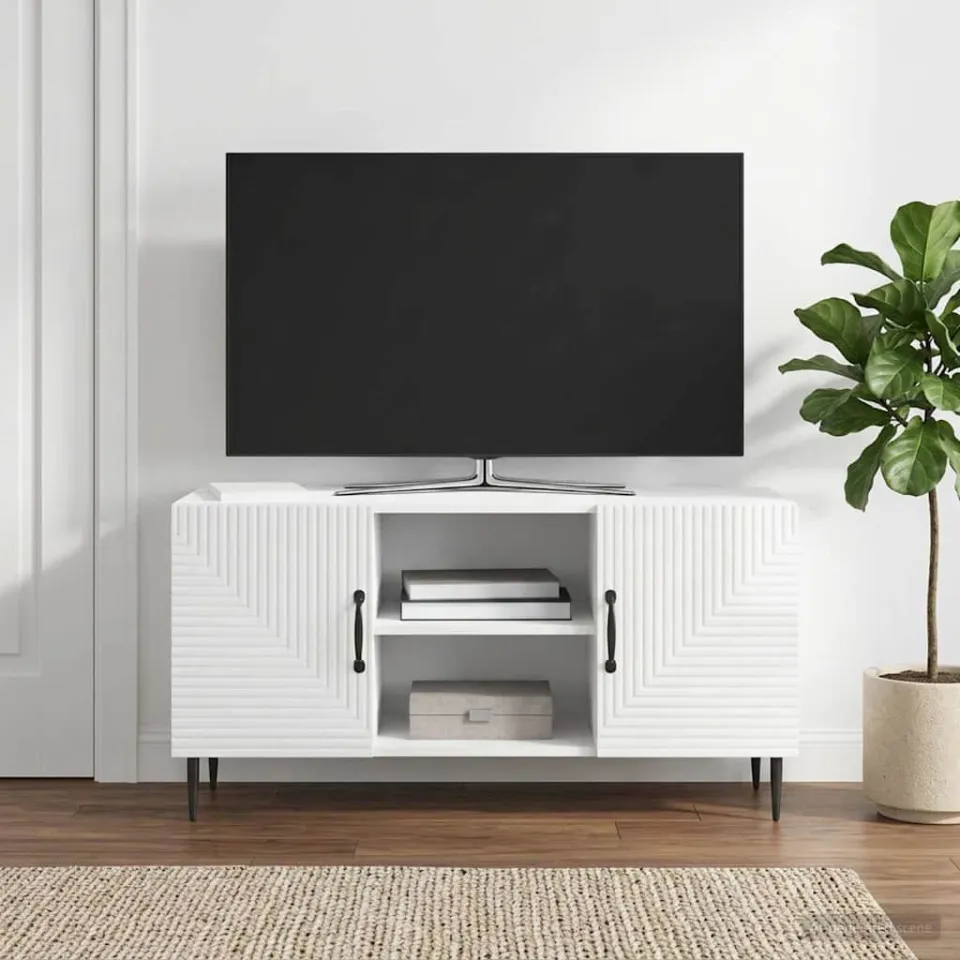 vidaXL Tv-meubel 102 x 34,5 x 50 cm Hoogglans Wit Bewerkt hout, foto 4