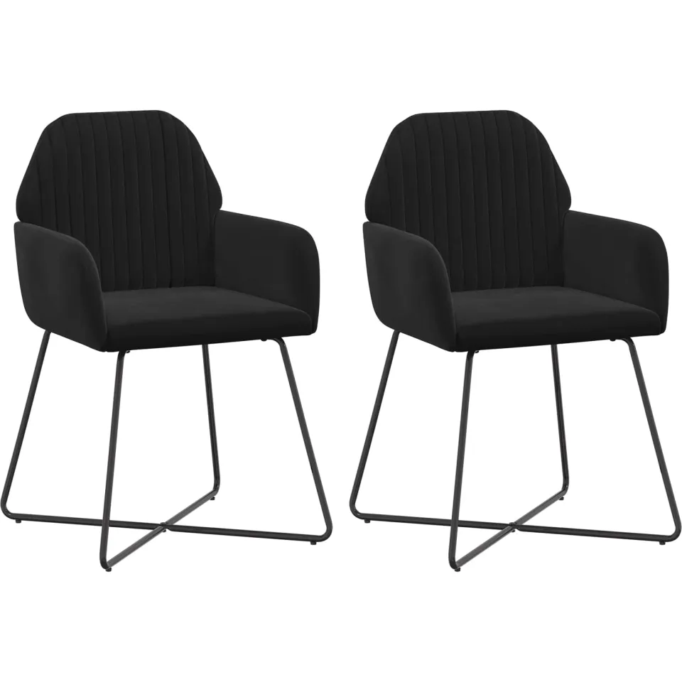 vidaXL Eettafelstoelen 2 st fluweel Zwart 55 x 50 x 84 cm, foto 3