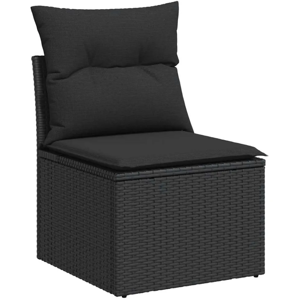 vidaXL 8-delige Loungeset met kussens poly rattan zwart