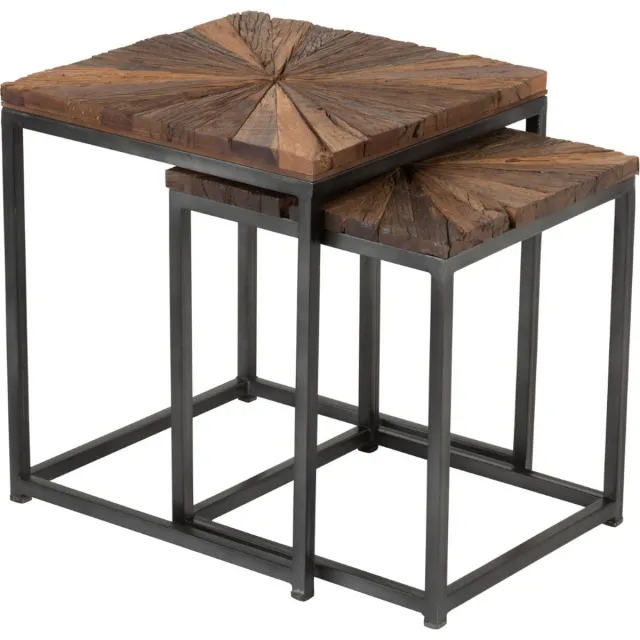 Dulaire Bijzettafel Hout Metaal Vierkant 2 st. 43x43 bruin