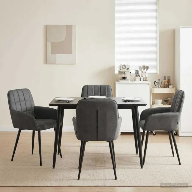 vidaXL Eettafelstoelen 4 st fluweel Donkergrijs 56.5 x 50 x 85 cm, foto 2